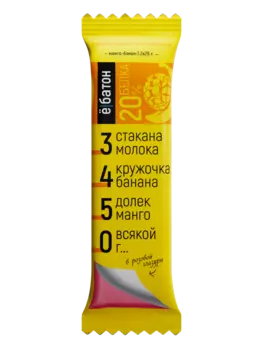 Изделие кондитерское батончик 50гр. со вкусом манго-банан в розовой глазури Ёбатон