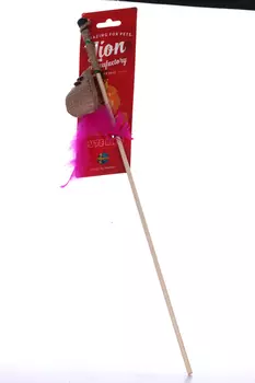 ЭКО Дразнилка-удочка д/кошек Lion Мышь с перьями LMG-K0136-E 42 см