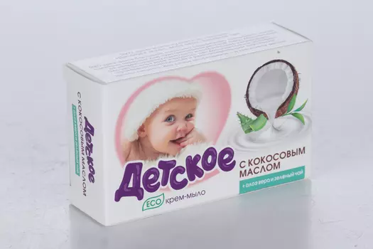 ЭКО крем-мыло Детское кокос/алоэ вера/зеленый чай туалетное твердое, 90 г