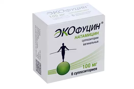 Экофуцин 100 мг, 6 шт, суппозитории вагинальные