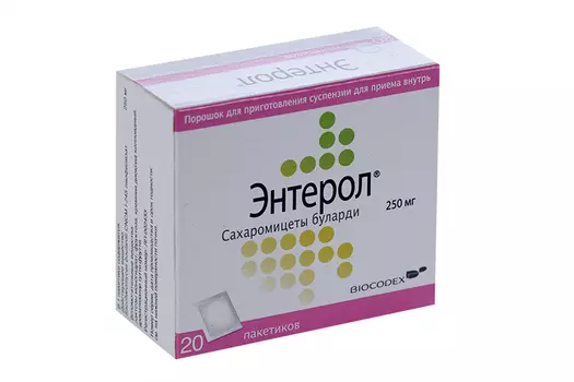Энтерол 250 мг, 765 мг, 20 шт, порошок для приготовления суспензии для приема внутрь