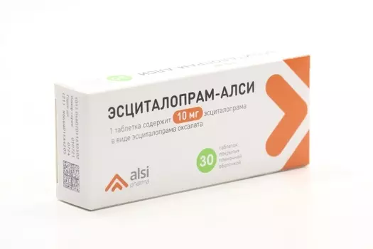 Эсциталопрам-АЛСИ 10 мг, 30 шт, таблетки покрытые пленочной оболочкой