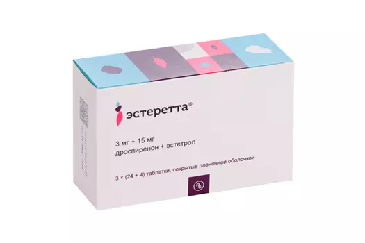 Эстеретта 3 мг+15 мг, 84 шт, таблетки покрытые пленочной оболочкой