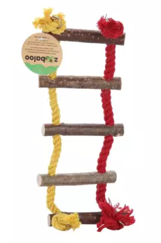 Канатная лесенка Зообалу д/птиц с орешником 35х10 см желто-красная