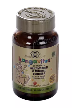 Кангавитес с мультивитам/минерал вкус тропич фрук, 60 шт, таблетки жевательные детские