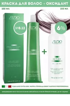 Kapous Professional Промо-спайка Крем-краска для волос Studio 8.12 100мл + Kapous Оксид 6% 150мл