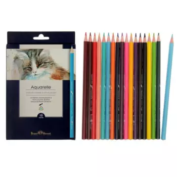 Карандаши BrunoVisconti акварельные 18 цветов Aquarelle, трехгранные