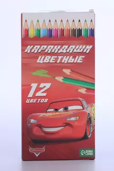 Карандаши Disney 12 цветов "95", заточенные, шестигранные Тачки