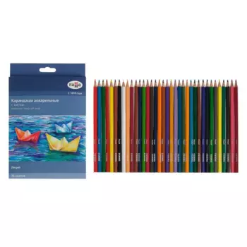 Карандаши Гамма цветные акварельные 36 цветов с кистью шестигранные