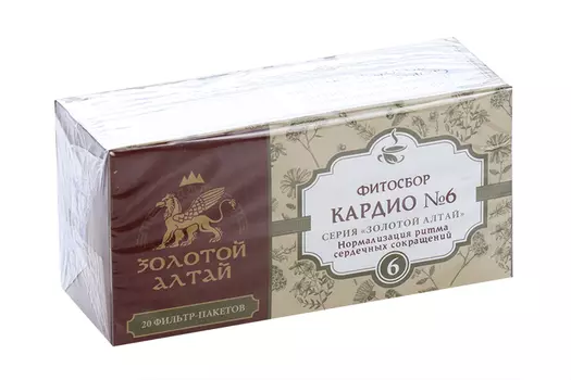 Кардио №6 Золотой Алтай нормализ ритма сердеч сокращений фитосбор, 1,5 г, 20 шт