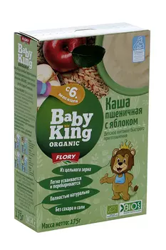 Каша Baby King Organic пшеничная с яблоком безмолочная (с 6 мес), 175 г