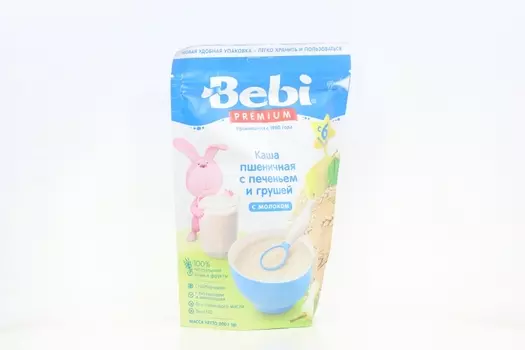 Каша Bebi Premium молоч пшенич печенье/груша (6 мес+), 200 г