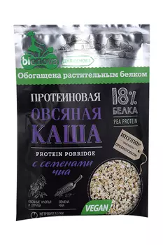 Каша Bionova овсяная/протеиновая с семенами Чиа б/сахара, 40 г