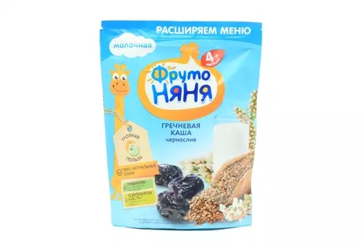 Каша Фрутоняня гречневая молоко/чернослив/пребиот/вит, 200 г, сухая