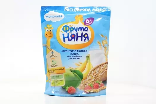 Каша Фрутоняня мультизлаковая молочная яблоко/банан/земляника (с 6 мес), 200 г