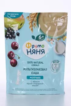 Каша ФрутоНяня мультизлаковая молочная яблоко/смородина/вишня (с 6 мес), 200 г