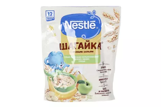 Каша Нестле Шагайка молоч мультизлаковая яблоко/банан/груша, 190 г