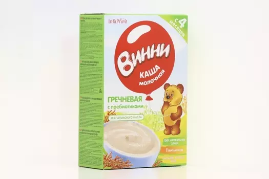 Каша Винни молочн гречн с пребиот (с 4 мес), 200 г
