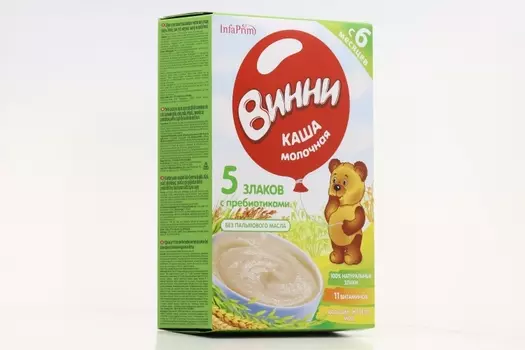 Каша Винни молочная 5 злаков с пребиот (6 мес), 200 г
