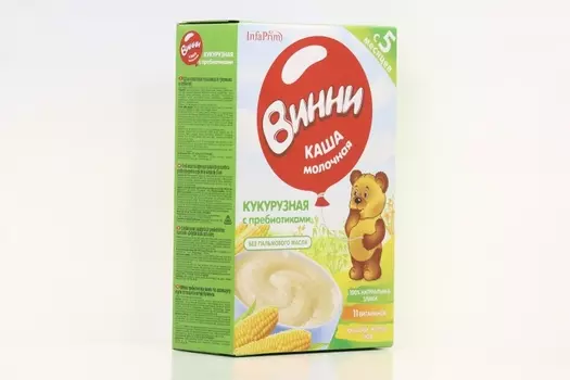 Каша Винни молочная рис/кукуруза/банан с пребиотиками (с 6 мес), 200 г