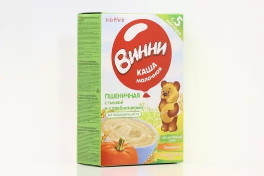 Каша Винни пшеничная с тыквой молочн с прибиот (с 5 мес), 200 г