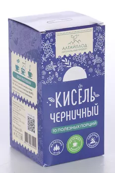 Кисель АлтайПлод Черничный витаминизир сухой, 20 г, 10 шт, саше