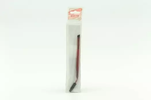 Кисть д/макияжа Queen fair Brush WOOD двусторонняя с щеточкой 14,5 см цвет коричневый