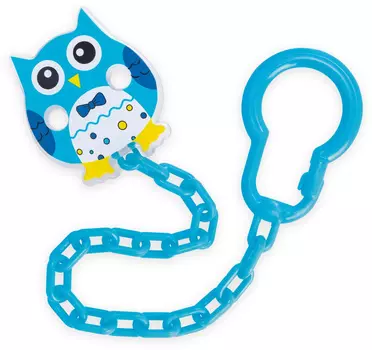 Клипса-держатель Канпол Бэбис д/пустышек сова (0+), синий