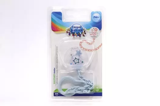 Клипса-держатель Канпол бебис д/пустышек Ньюборн беби (0+), голубой