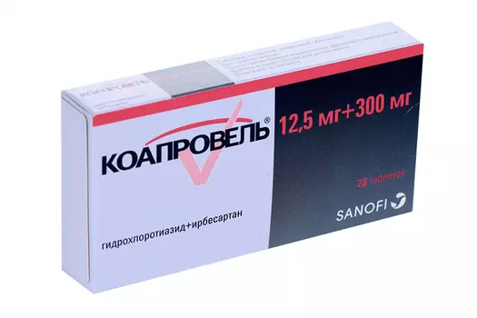 Коапровель 300 мг/12.5 мг, 28 шт, таблетки покрытые пленочной оболочкой