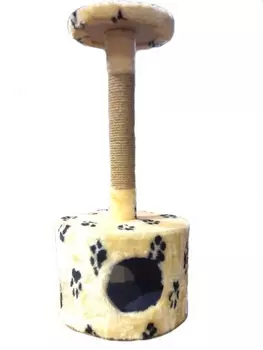 Когтеточка-домик Чистый котик №6 круглый на ножках со съемным ковриком 37х37х75 см