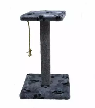 Когтеточка-столбик Чистый котик №8А с полкой+игрушка ковролин 35х35х50 см