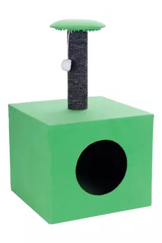 Когтеточка "Столбик", куб с площадкой 35 х 30 х 85 см, микс