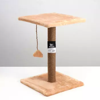 Когтеточка "Столбик" с полкой и игрушкой, 40 х 40 х 60 см микс цветов