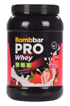 Коктейль Bombbar PRO Whey со вкусом Клубника со сливками, 900 г