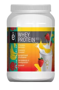 Коктейль Ёбатон белково-витамин whey protein вкус и кусочки клубника-банан 900 г