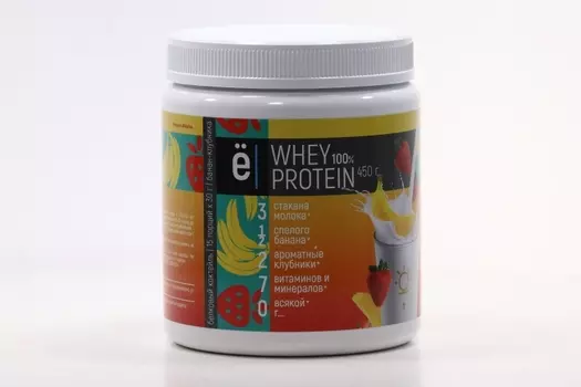 Коктейль Ёбатон белково-витамин whey protein вкус и кусочки клубника-банан 450 г