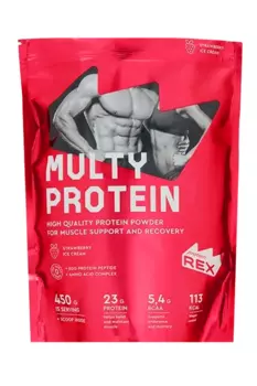 Коктейль ProteinRex Multy Protein со вкусом клубничного мороженого, 450 г