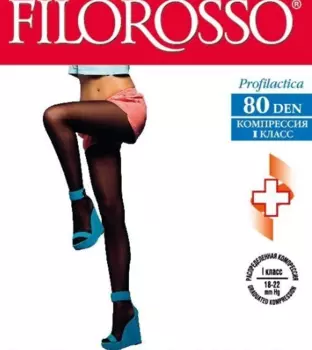 Колготки FILOROSSO Profilactica компресс лечеб-профилакт 80 den 1 класс черный р 5