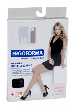 Колготки Эргоформа д/беремен компресс антиварикоз класс компр 1 р 6, черный