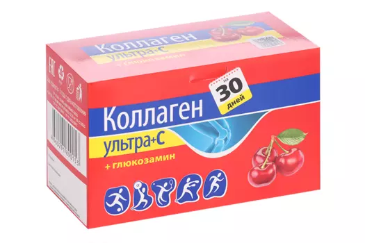 Коллаген Ультра+С+глюкозамин/вишня 8 г, 30 шт, саше