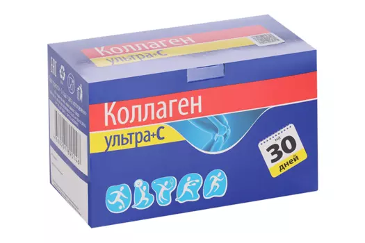 Коллаген Ультра+С с натуральным вкусом, 8 г, 30 шт, порошок в саше-пакетах