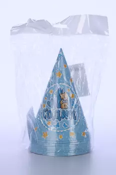 Колпак Страна Карнавалия бумажный «1 годик», голубой цвет 10 шт