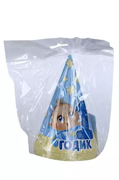 Колпак Страна Карнавалия бумажный «1 годик», малыш, набор 6 шт