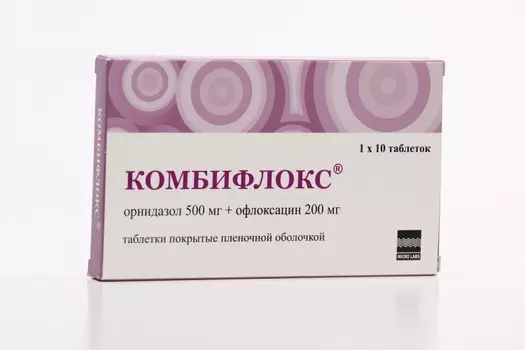 Комбифлокс 500 мг+200 мг, 10 шт, таблетки покрытые пленочной оболочкой