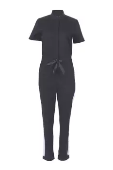 Комбинезон DOCLIKE медицинский женский DL 613/1 c лампасами в стиле спорт-шик черный/белый р 46