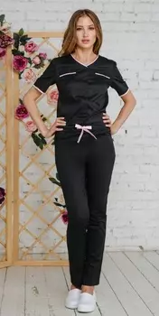 Комбинезон Лечи Красиво медицинский в спортивном стиле черный р 48