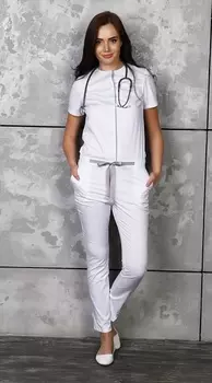 Комбинезон PROLANA медицинский №0 р 46 бело/серый на кнопках