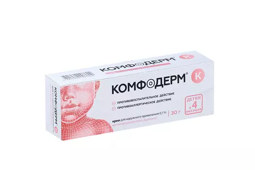 Комфодерм К для лечения дерматита у взрослых и детей, крем 0.1% 30 г