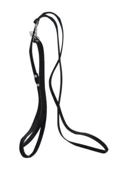 Комплект кожаный ошейник 33 х 1,2 см и поводок 135 х 0,8 см, черный